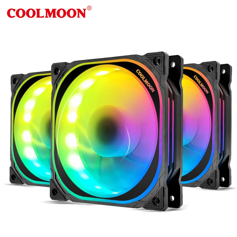 

Coolmoon LED 120mm RGB Cooling Fan Pc Computer Case CPU Cooler Fans Radiator 12cm Heat Sink 12V Hydraulic Bearing Ventilador