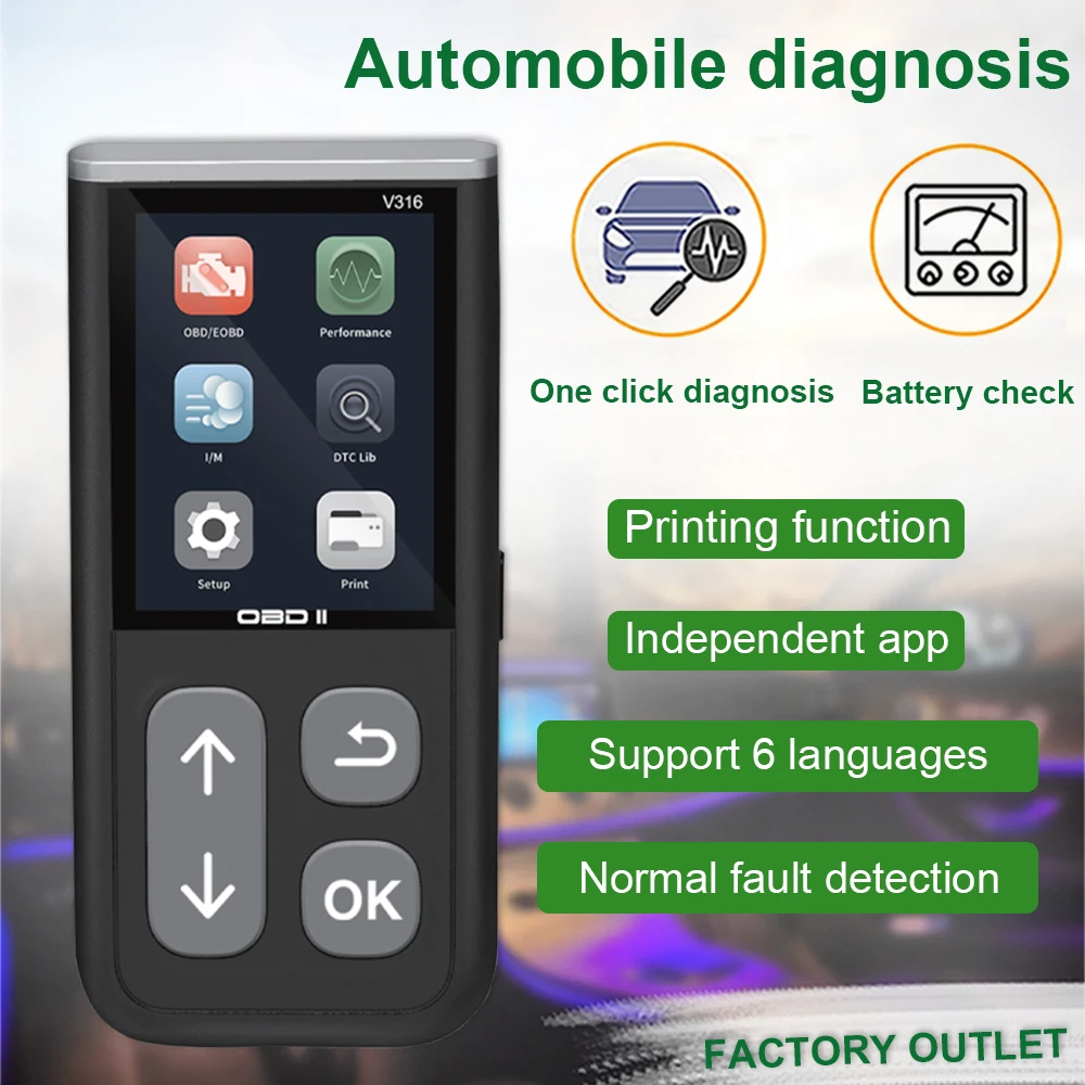 Диагностический инструмент V316 OBD2 полный считыватель кодов с функцией для