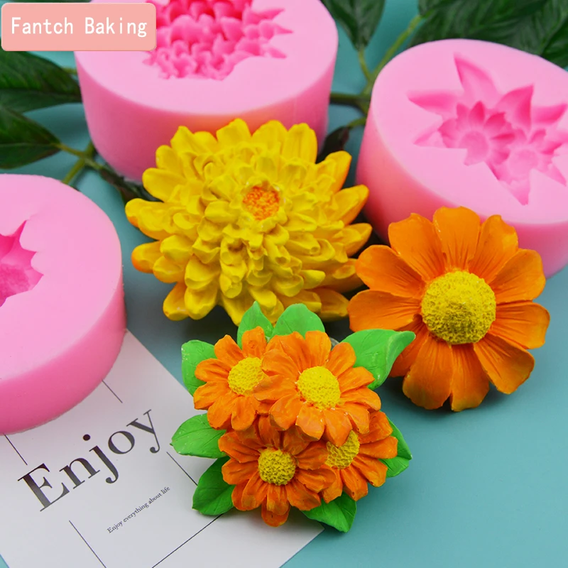 

Chrysanthemum Flowers Shaped Fondant Daisy Silicone Mold Craft Chocolate Baking Mold Cake Decorating Tools kitchen Pastry Tool