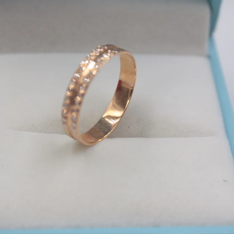 Настоящее 18 К кольцо из розового белого золота для женщин двойное резное монет