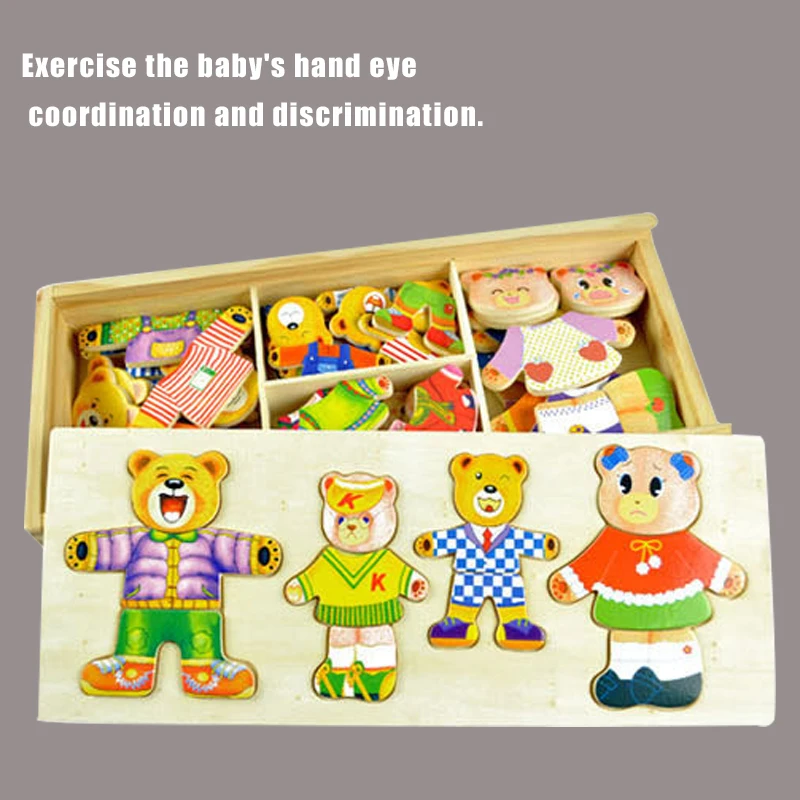 Четыре медведя переодевания деревянный Игровой набор для детей