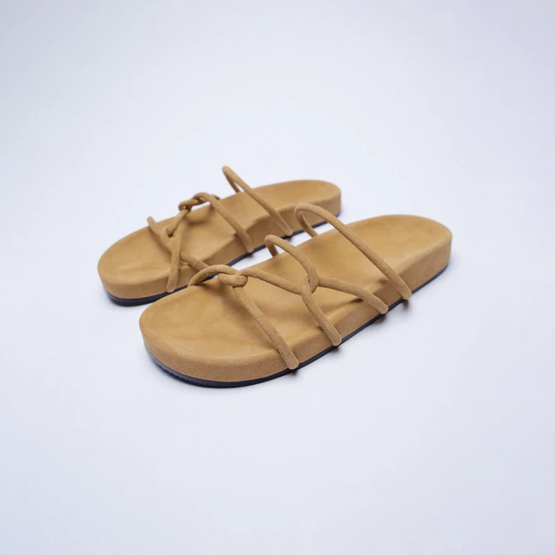 

Slippers Women 2021 Summer Shoes New Bohemian Beach Flip Flops Flats Sandals Suede Yellow Leisure Slides Couple Slipper Shoe