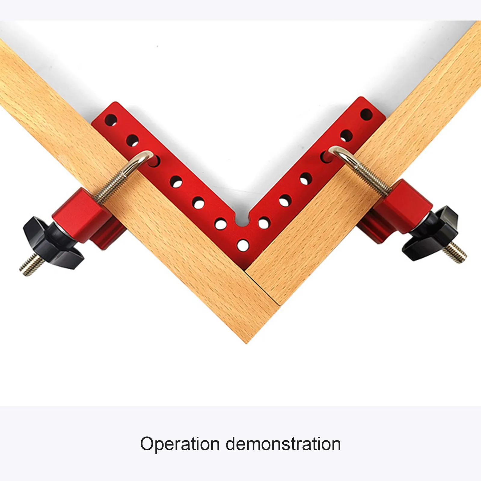 

90 Degree Right Angle Fixture Woodworking Square For Picture Frame Box Cabinets Drawers L Type Red 2 Squares(14cm)+ 4 Clamps