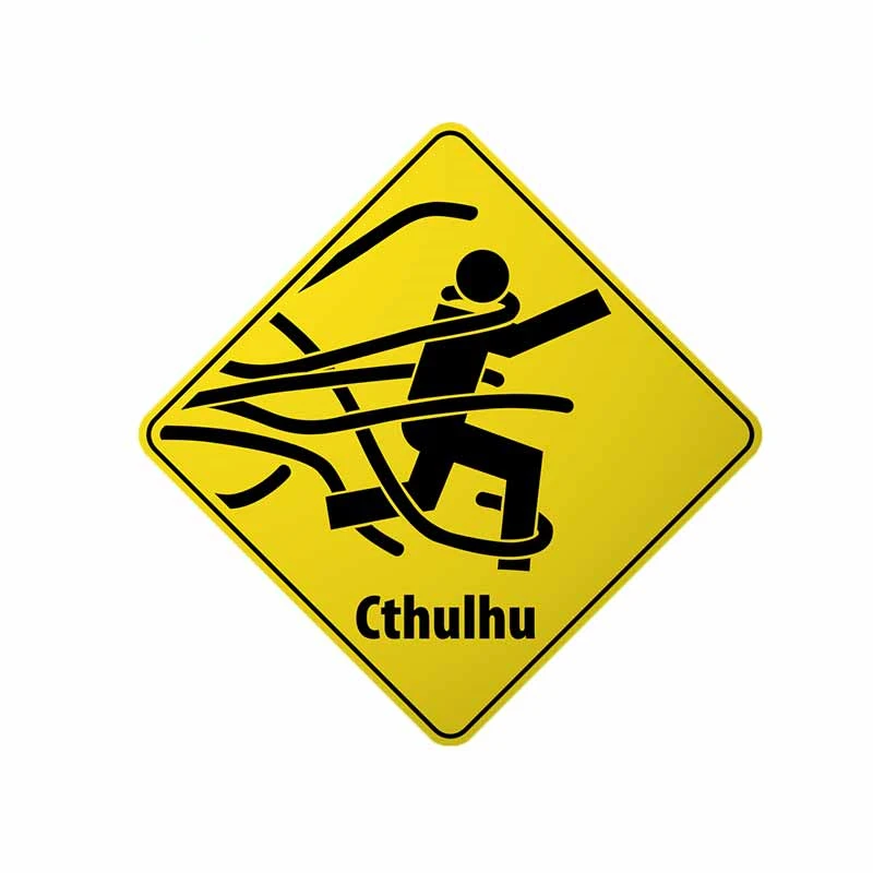 

Hot The Hottest Selling Cthulhu Warning Sign Car Sticker Waterproof Cover Scratches Motorcycle Stickers PVC 13cm X 12.8cm