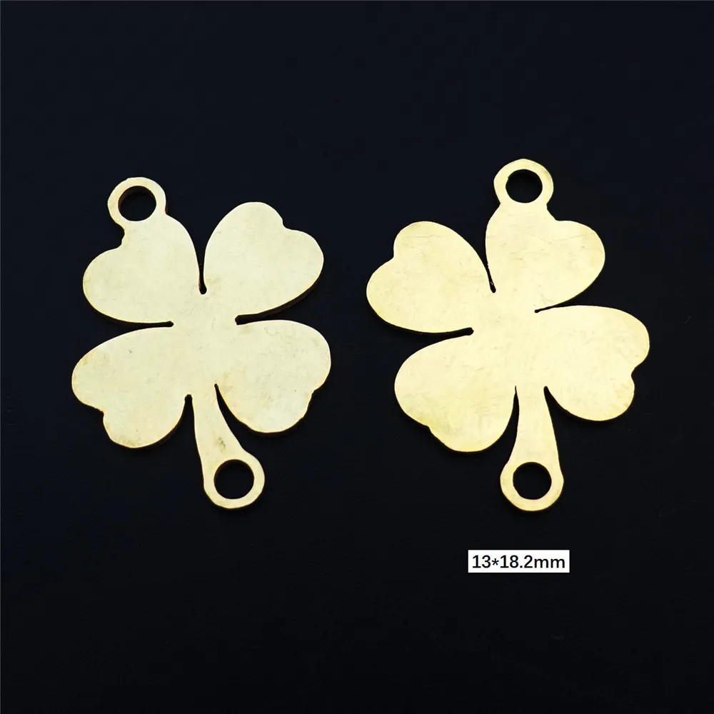 gold clover Нержавеющая сталь, сделай сам, фурнитура для изготовления ювелирных изделий, настоящее позолоченное растение, жизнь елки, Рождественская Снежинка, лист лотоса, соединительные звенья в виде клевера - Цвет: gold clover