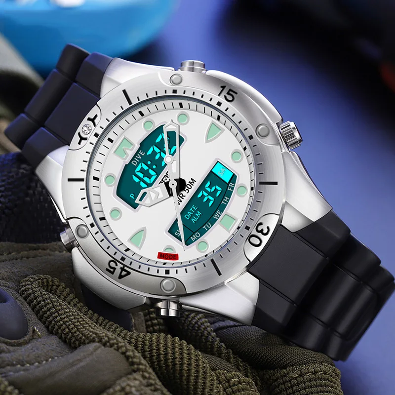 Часы SANDA Мужские Цифровые кварцевые роскошные повседневные деловые светодиодные