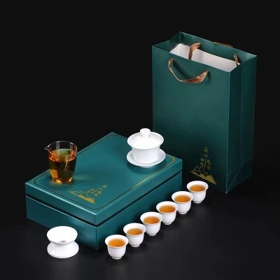 

Ten head of high-white ceramics kung fu tea set gift box home sitting room kitchen commercial celebration gift set tea service