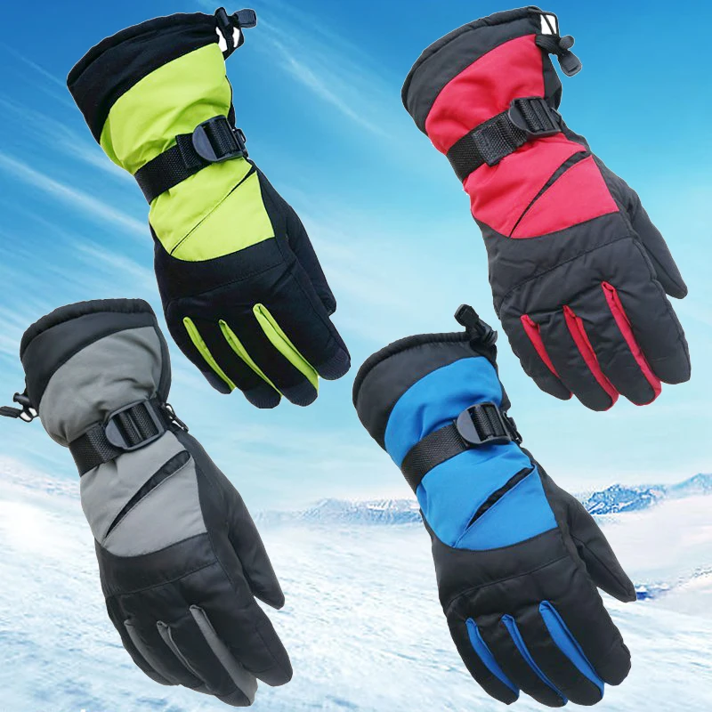 Водонепроницаемые зимние теплые перчатки профессиональные лыжные для девочек и