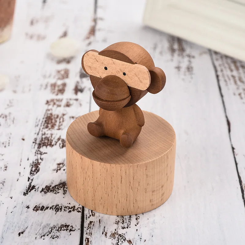 

Rotating animal music box music box Creative Festival gift decoration wooden simulation music box craft gift Birthday gift