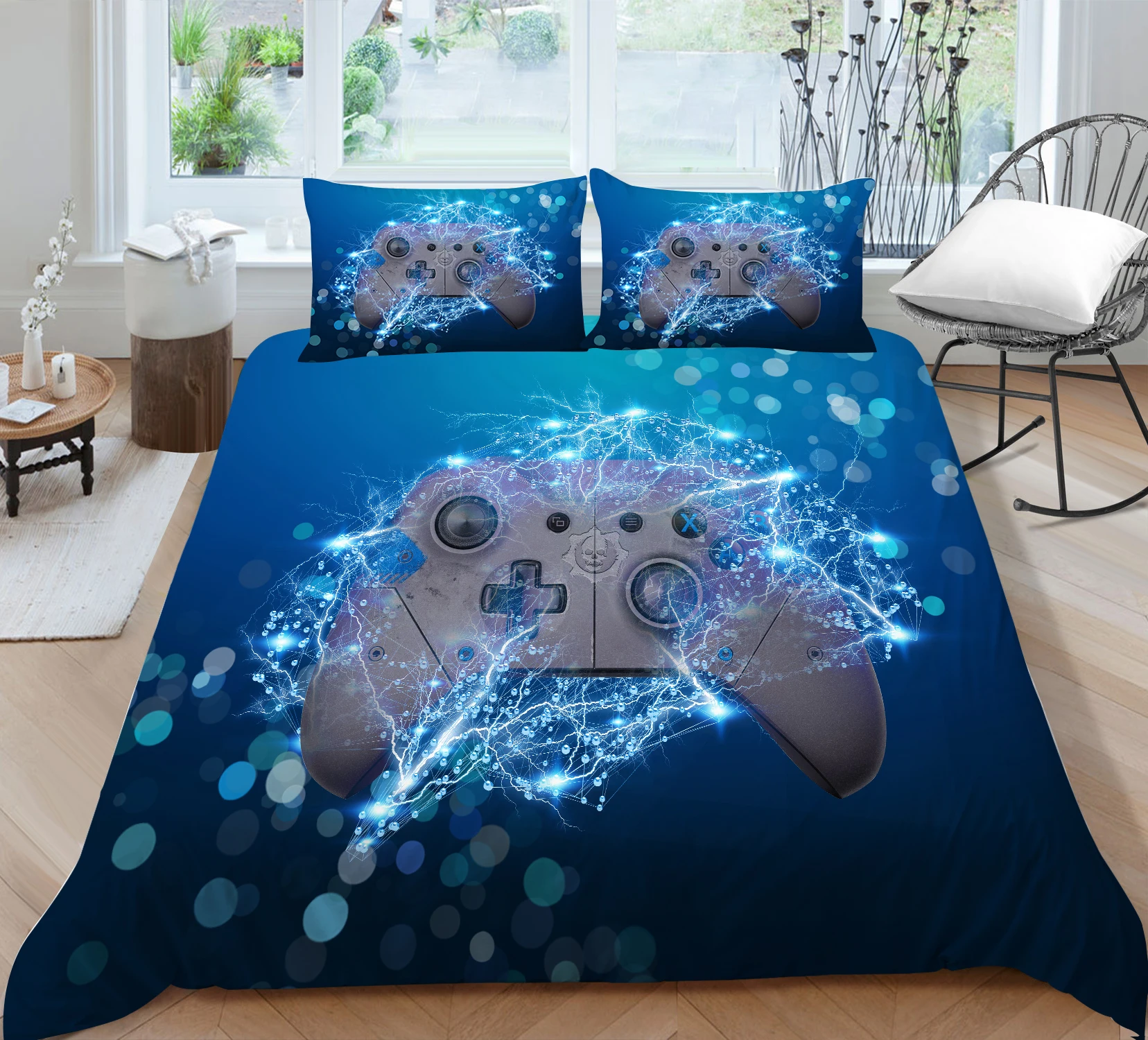 

Модные 3D с голубыми пузырьками игровой коврик печати постельное белье пододеяльник с наволочками одинарная королева размера 2/3 штук