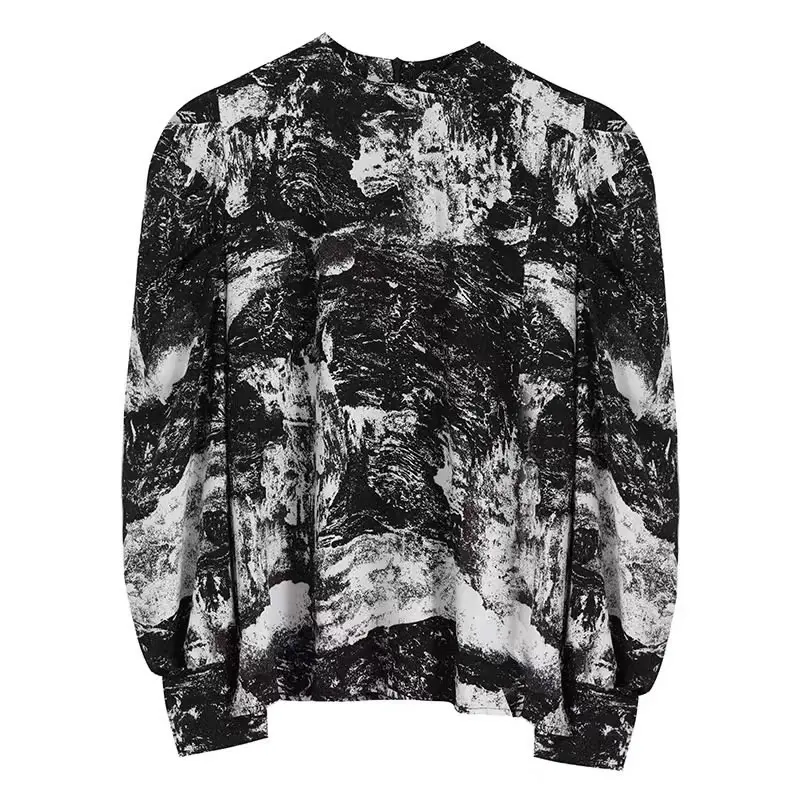 

XITAO Print Pattern Blouse Fashion New Women Chiffon Pullover Goddess Fan Minority 2021 Spring Autumn Loose Shirt ZY5028