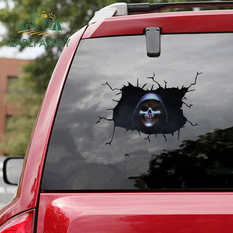 

EARLFAMILY 13cm x 10cm Car Sticker Horror Witchcraft Skull Sticker Car Window Home Wall Decoration Decal RV VAN Car Accessories