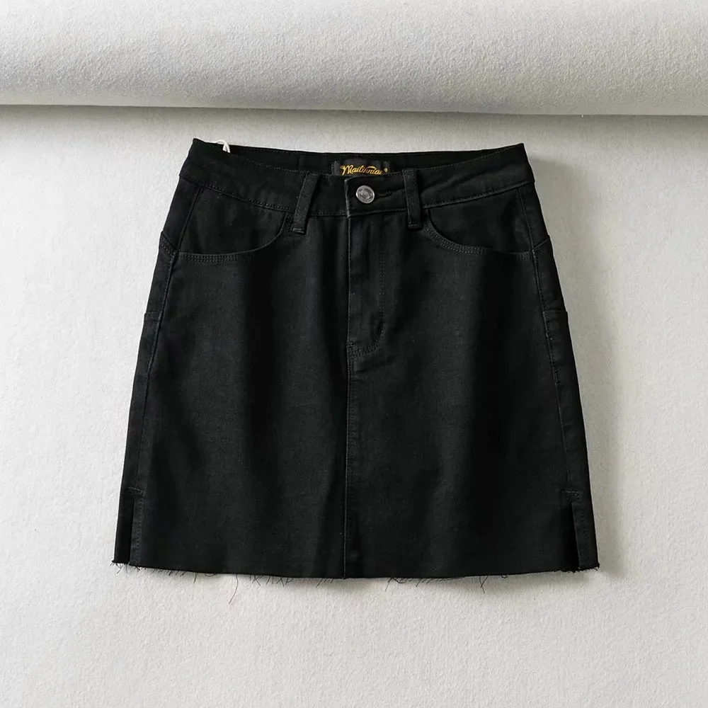 

2020 New Arrival Summer Style Female Fashion Sexy Double Split Solid Denim High Waists Hot Night Club Sexy Denim Short Skirt