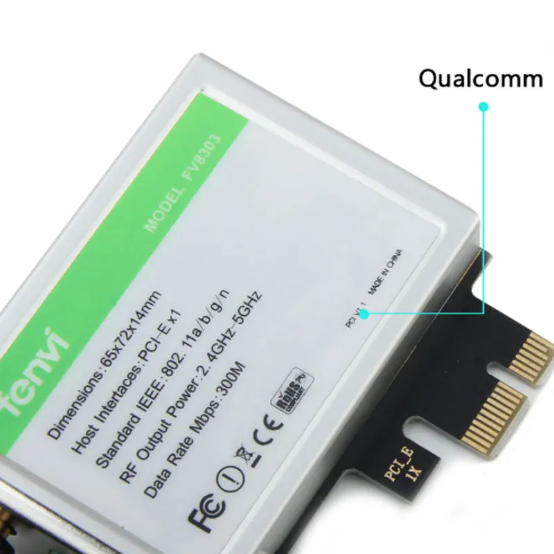 

Fenvi 600Mbps Dual Band Wireless Wifi Adapter Desktop Wlan WiFi Bluetooth BT 4.0 802.11 a / B / G / N PCI-Express