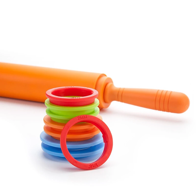 Non-Stick Silicone Rolling Pin Dough Roller With Adjustable Thickness Rings 2Mm 3Mm 6Mm And 10Mm | Дом и сад