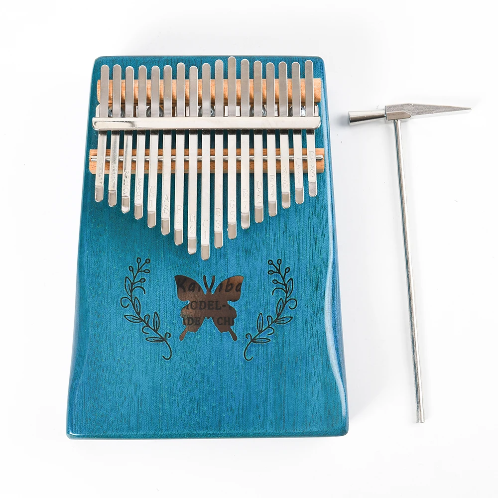 Акустическое пианино с синим узором Kalimba 17 клавиш Mbira клавиатура из массива