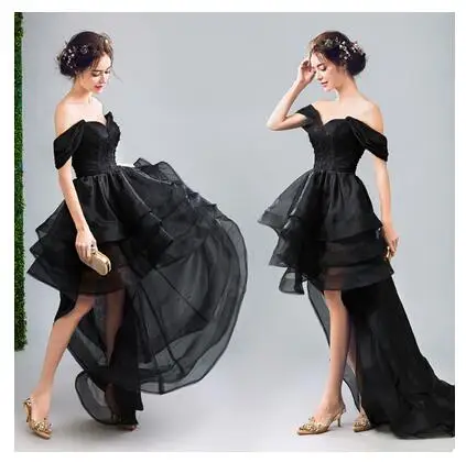 

Black birthday party Banquet Annual show runway host Wedding dress