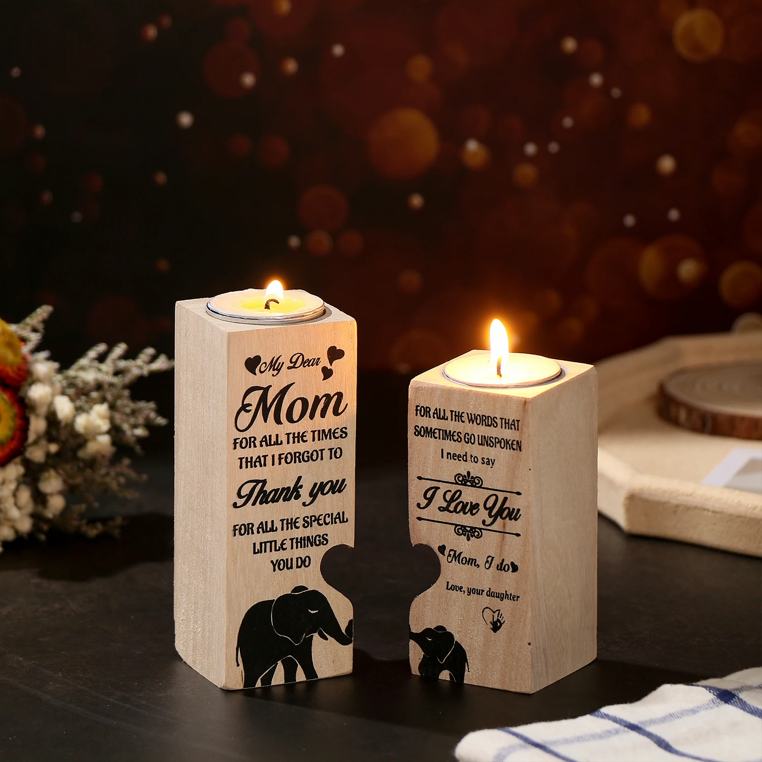 Из 2 предметов новые маме в форме сердца виде корабля деревянный подсвечник полки