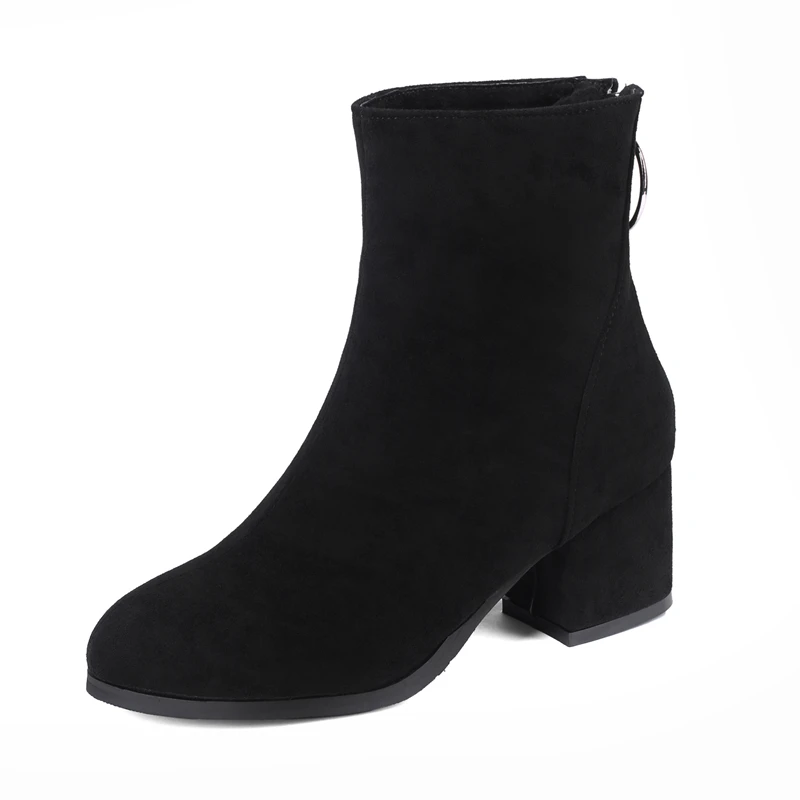 Новые осенние модели толстых ботинок ins сетчатые красные ботильоны из флока