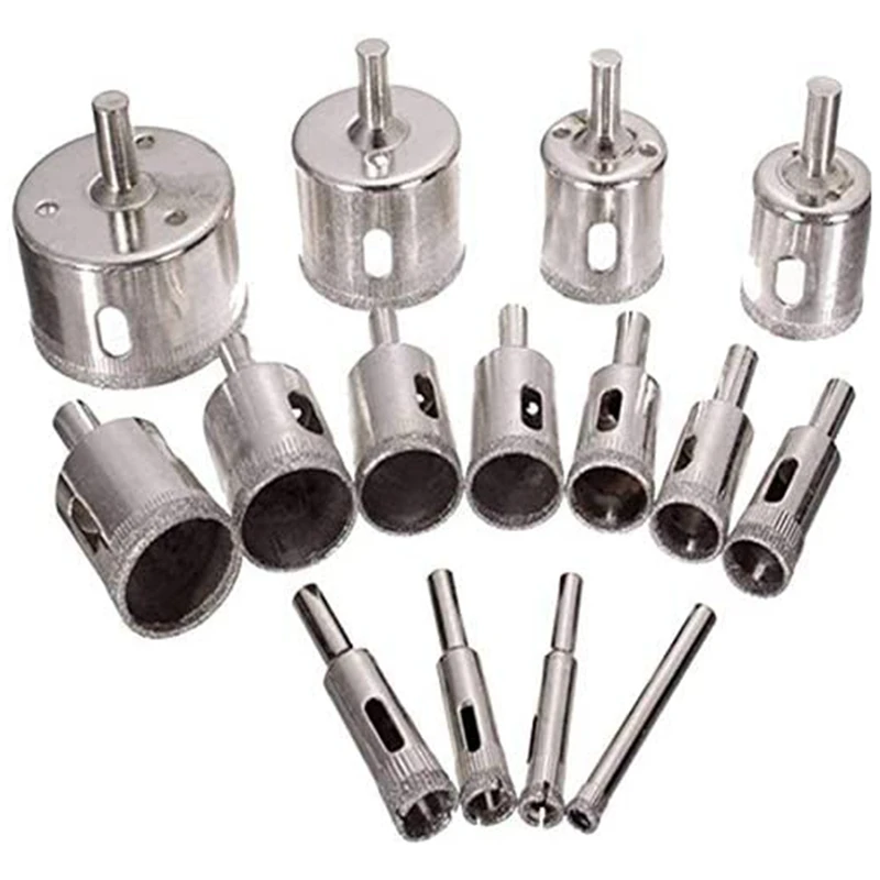 

15 комплектов алмазных отверстий диаметром 6-50 м, открывалка для керамических отверстий под мрамор, бусины для шлифовки и полировки