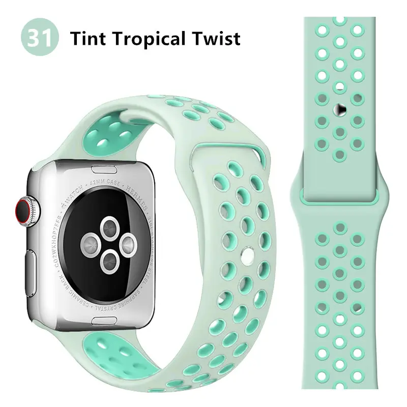 Tint Tropical Twist Ремешок для apple watch band 44 мм 40 мм apple watch 5 4 3 2 iwatch band 42 мм 38 мм спортивный силиконовый браслет correa аксессуары для часов - Цвет ремешка: Tint Tropical Twist