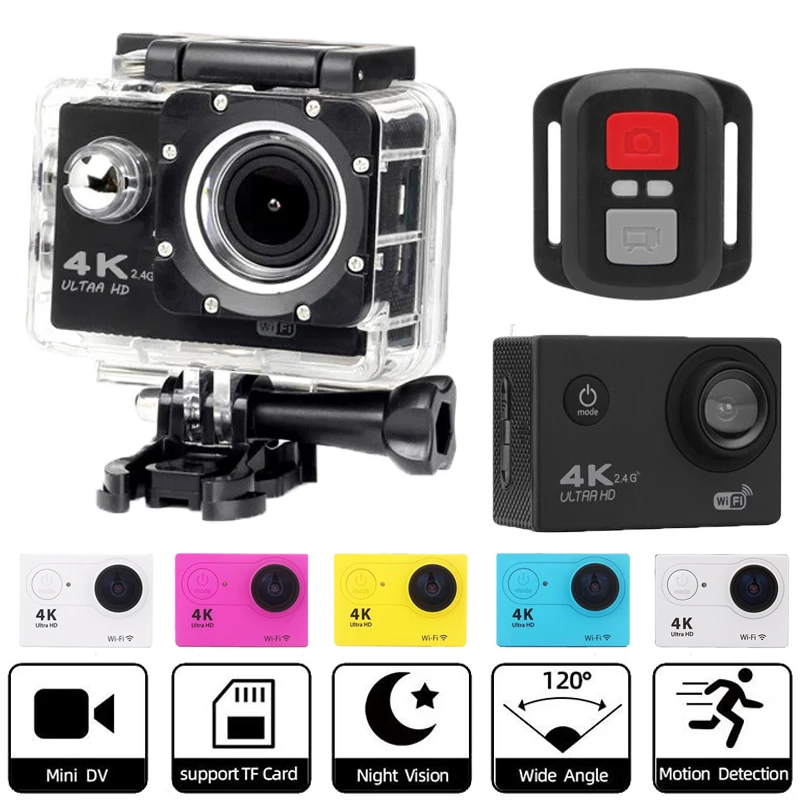 

Мини-экшн-камера Ultra HD 4K / 60fps WiFi 2,0 "170D Подводная Водонепроницаемая камера на шлем для видеозаписи s Cam Go Sports Pro