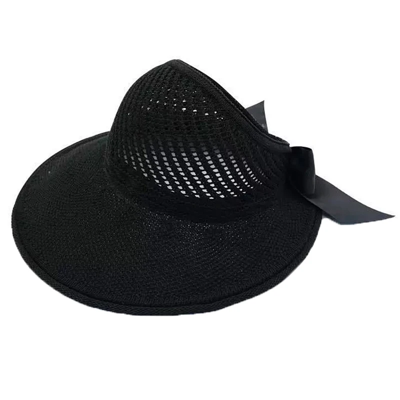 Шляпа женская Соломенная с широкими полями Классическая Складная шапка бантом