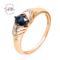skm vintage 14k 18k rose gold rings for women moissanite rings sapphire trendy luxury fine jewelry