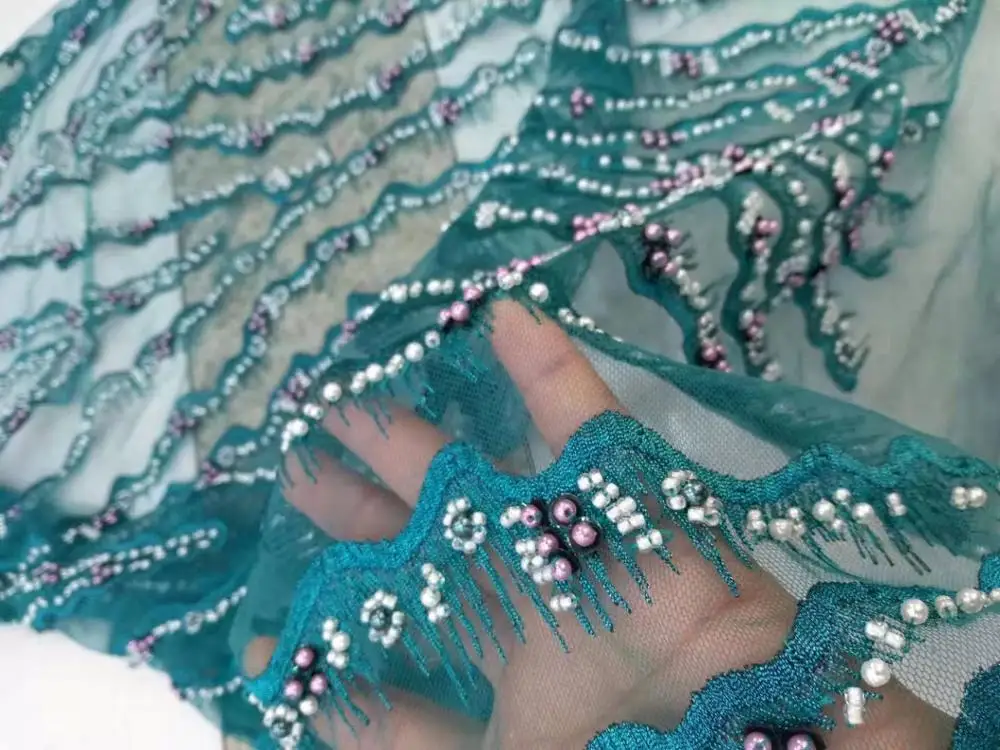 Тяжелая работа ручная вышивка бисером французская сетка Африканское кружево