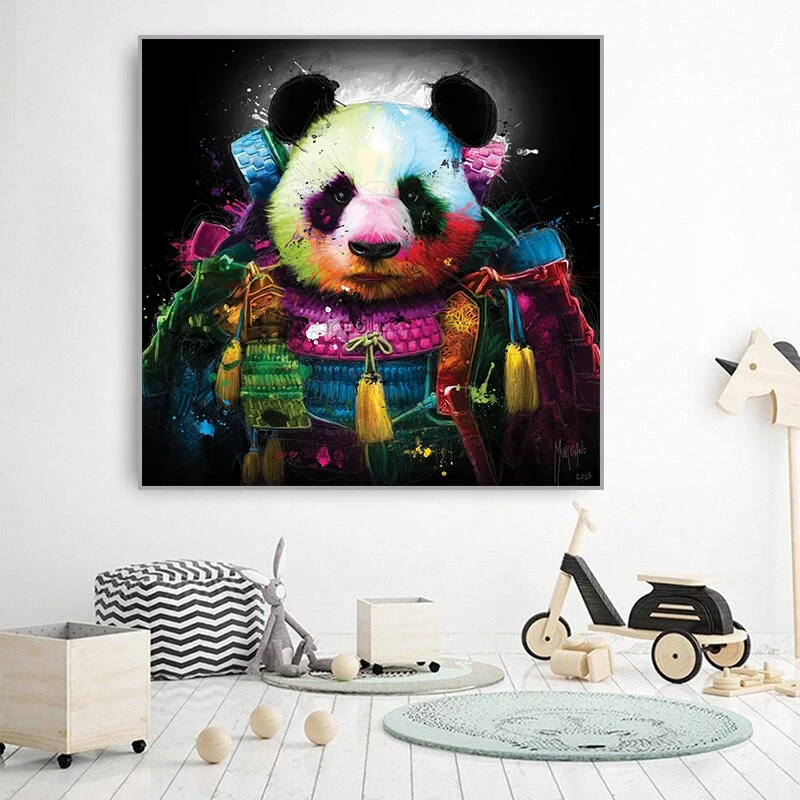 

Colorful Panda Oil painting Artwork Wall Art Canvas Painting Pictures Graffiti Print Posters Living Room Home Decoration Mural