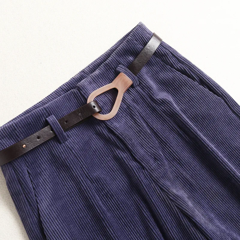 

High Quality Fashion Winter Thicken Women Loose Pants Elegant Lady Wide Leg Office Work Corduroy Trousers