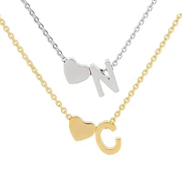 tiny gold silver love heart initial necklace dainty letter necklace name jewelry for women teen girls gift dropship