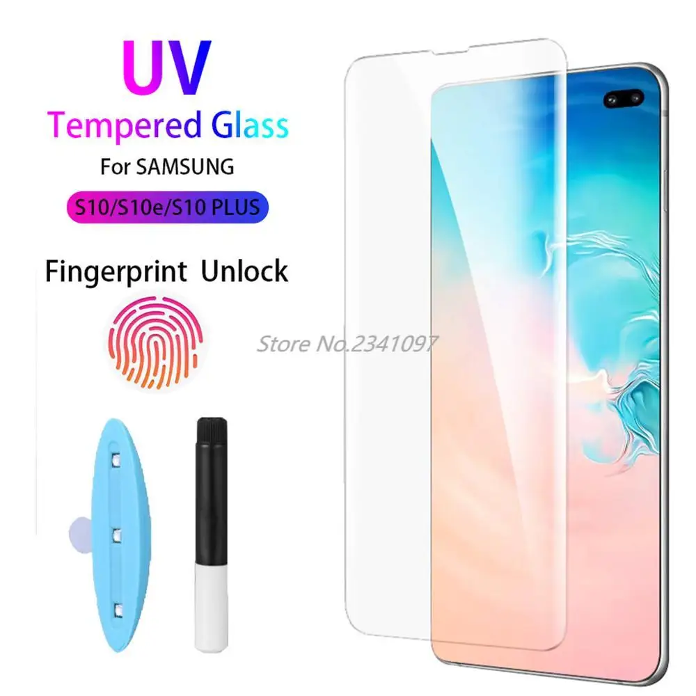 5D полностью изогнутый УФ-клей для Samsung Galaxy S10 PLUS + закаленное стекло защиты экрана