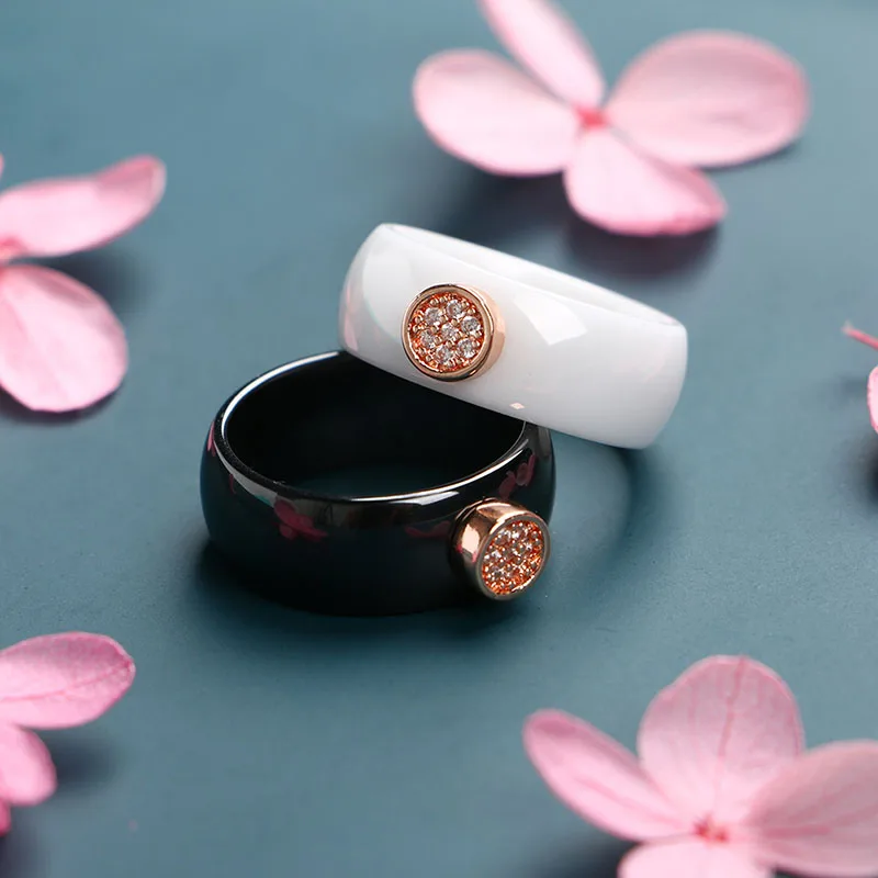 Элегантные керамические кольца на палец черные белые гладкие ювелирные изделия