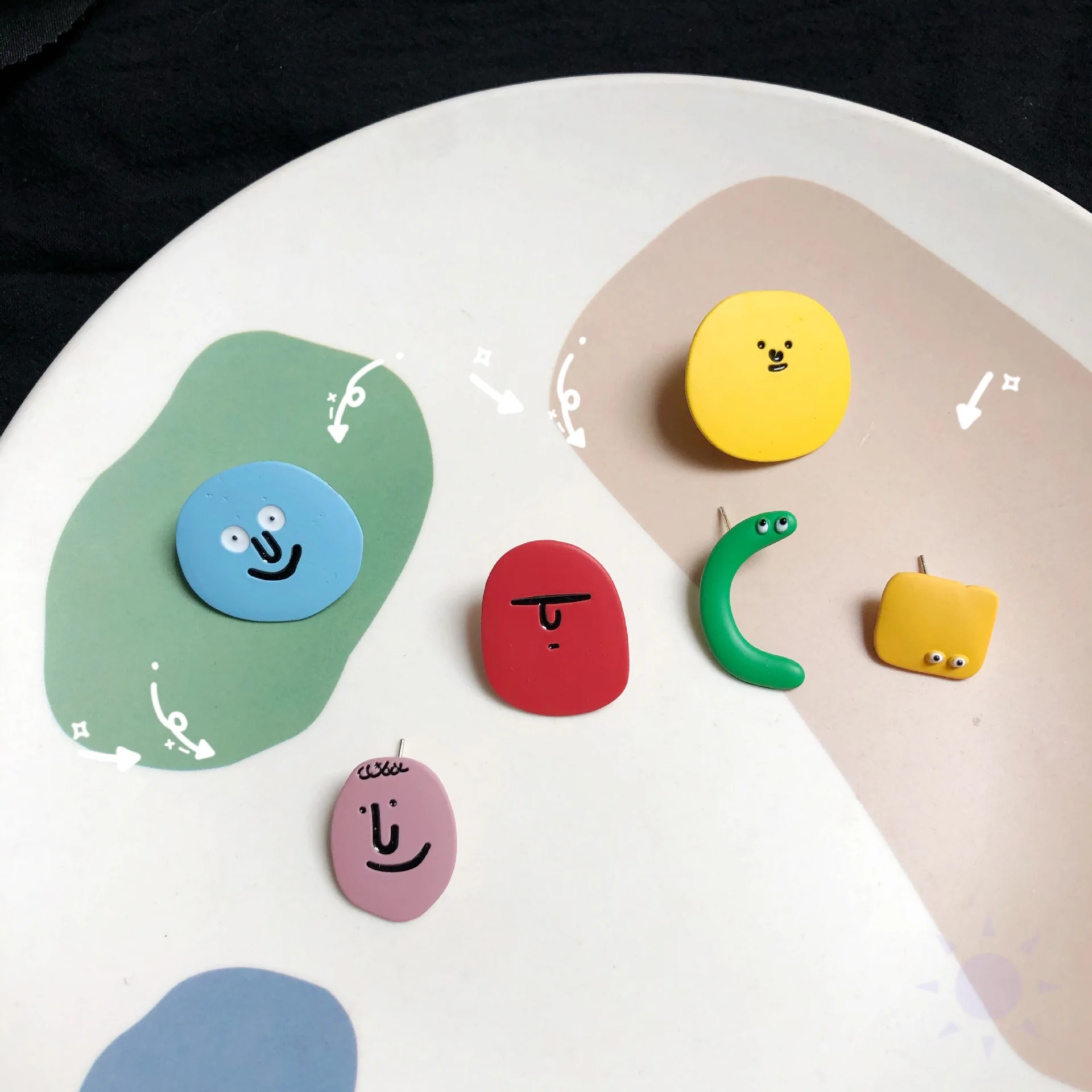 1 шт. забавные Разноцветные серьги с масляной краской для женщин и девочек