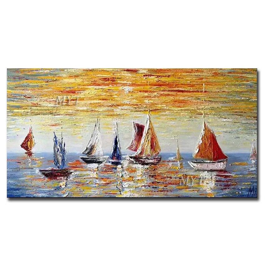 

Морской пейзаж Парусник абстрактное искусство картина маслом ручной работы картины на холсте настенные картины Искусство без рамы ремесло...