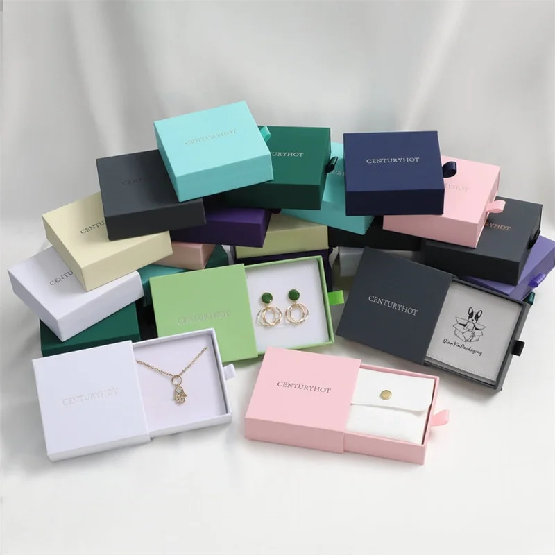 

Оптовая продажа, шт./лот, шкатулка для ювелирных изделий с индивидуальным логотипом, модная раздвижная шкатулка для украшений с мешочком дл...