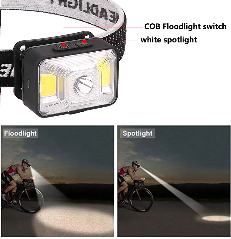 

6500LM LED Headlamp Flashlight Rechargeable Headlights, XPE LED+2*COB USB Cable,Waterproof Head Torch With Red/White Light