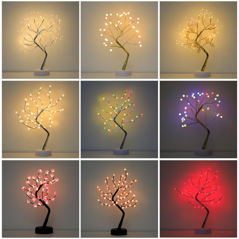 fairy tree night light led christmas decoration usbbattery night lamp for holiday bedroom indoor kids gift bar home table lamp free global shipping