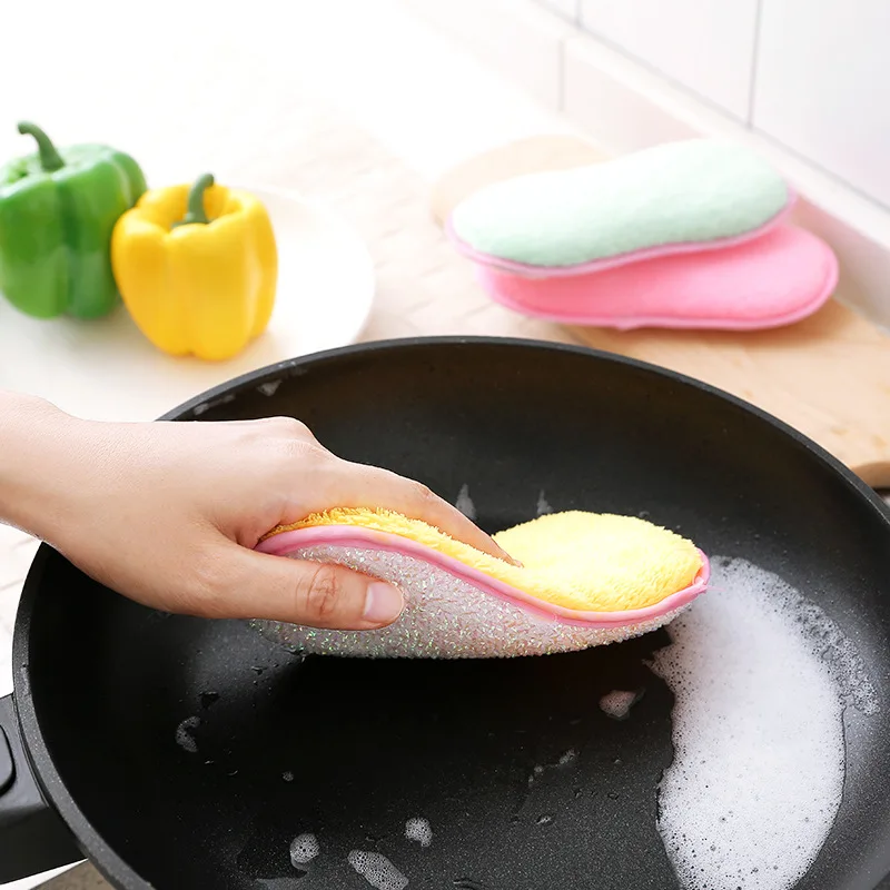 

3pcs Sponge Scouring Pad Double Side Cleaning Brush Microfiber Cloth Magic Sponge for Washing Dishes Sponge for Cleaning Kitchen