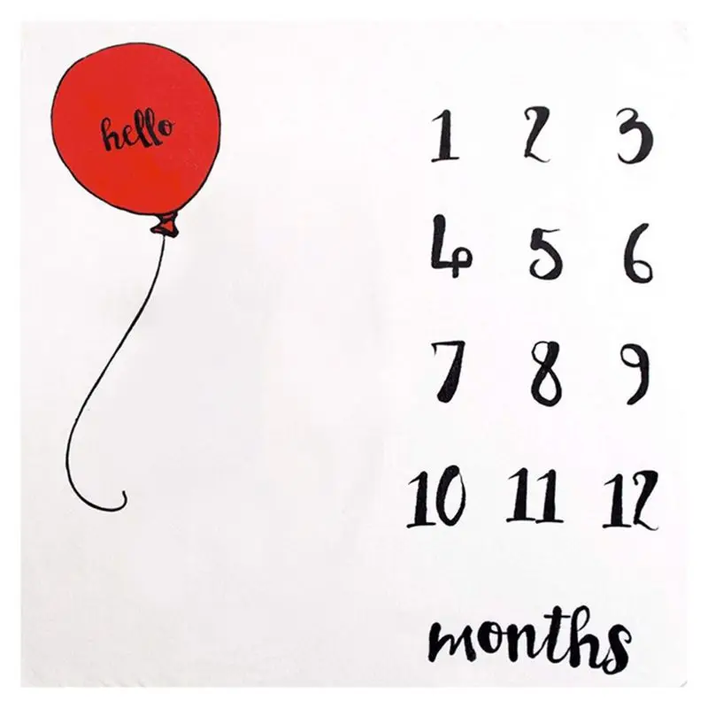 

Newborn Baby Milestone Number Balloon Pattern Mat Blanket Photography Background Backdrop Cloth