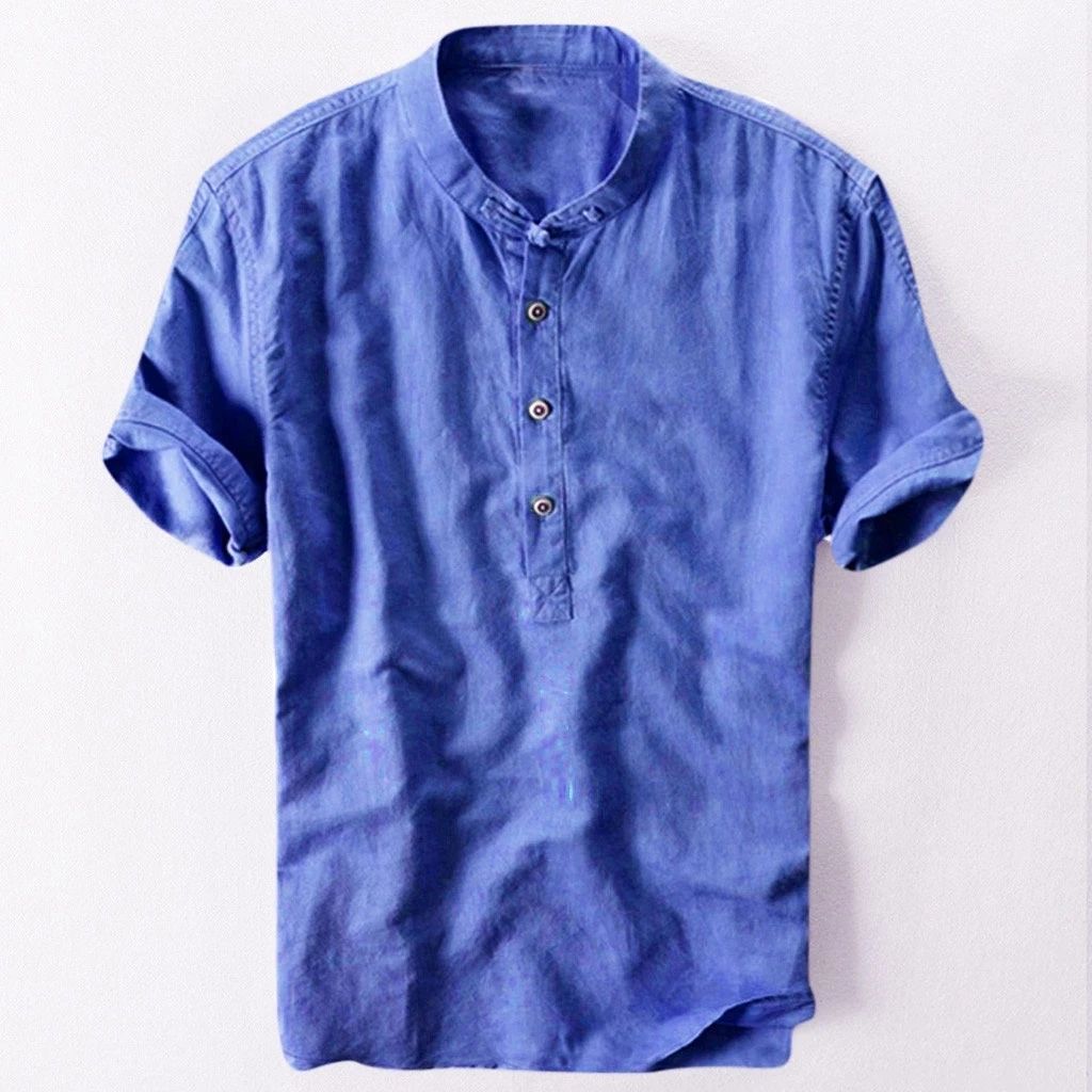 

2021 Fashion men's shirts Casual linen and cotton short-sleeved men's tops shirts summer couple dresses