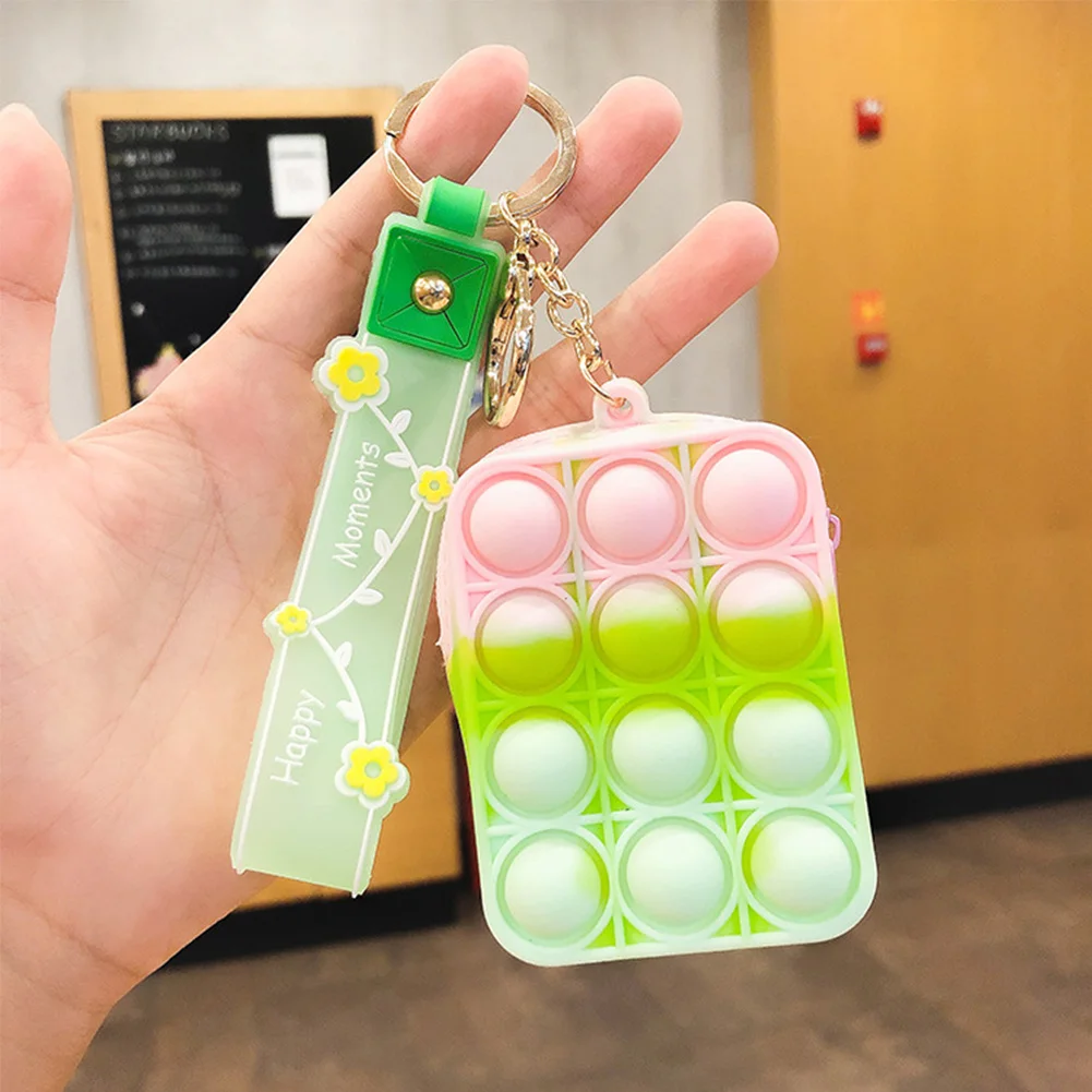 

2021 New Push Bubble Sensory Fidget Toy Box Coin Purse Silicone Push Bubble Toys Fingertip Decompression Girls Kid Bag Toys Gift