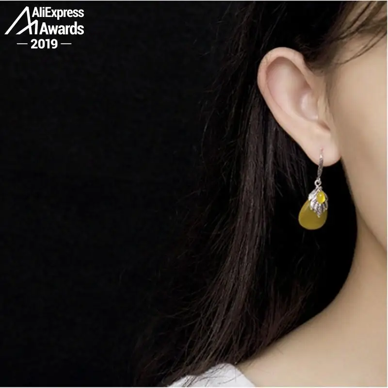 Серьги из серебра S925 пробы изысканные серьги 925 с полудрагоценными камнями в