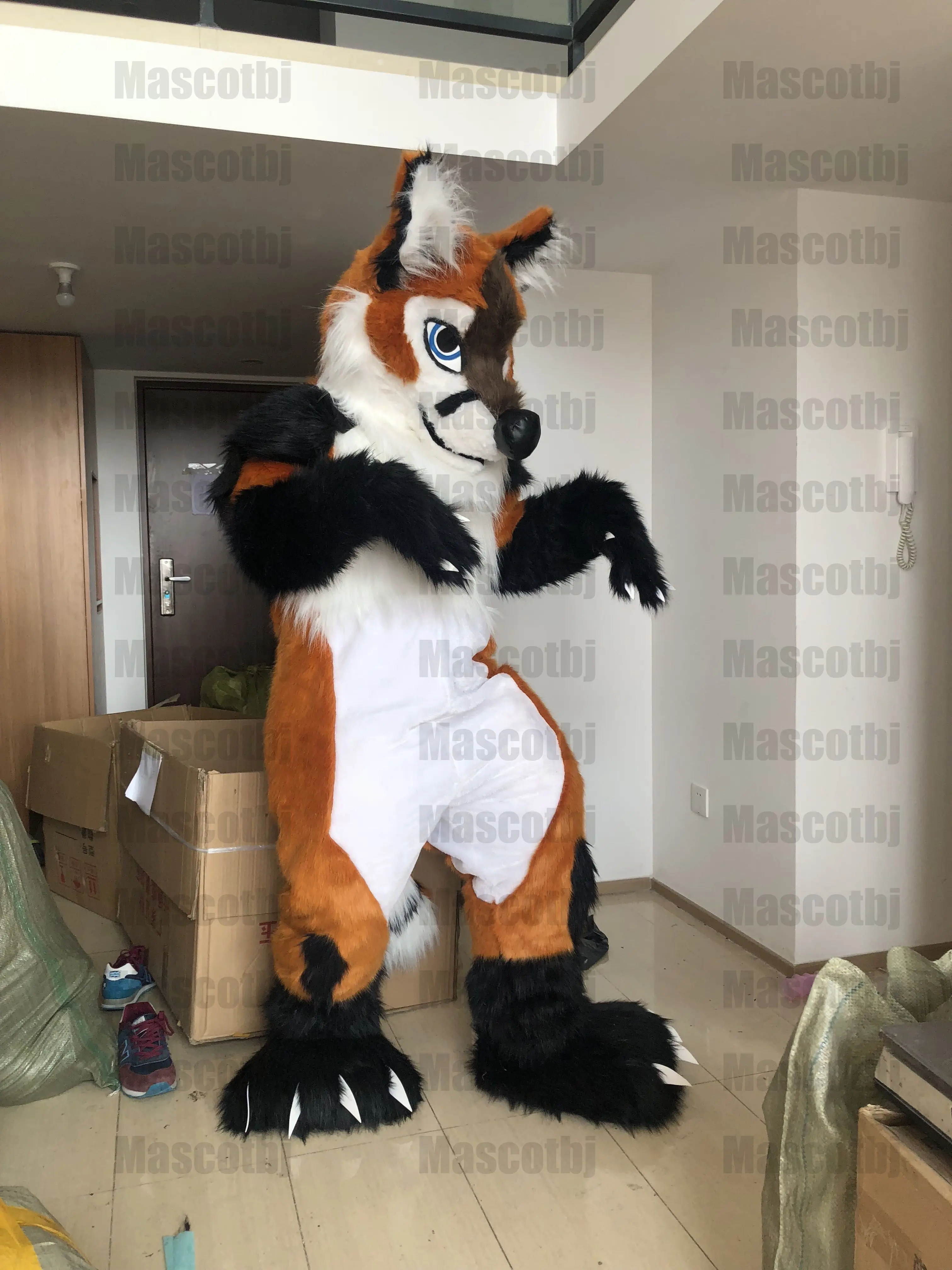 Оригинальный заводской костюм-талисман Хаски для косплея Хэллоуина дня рождения