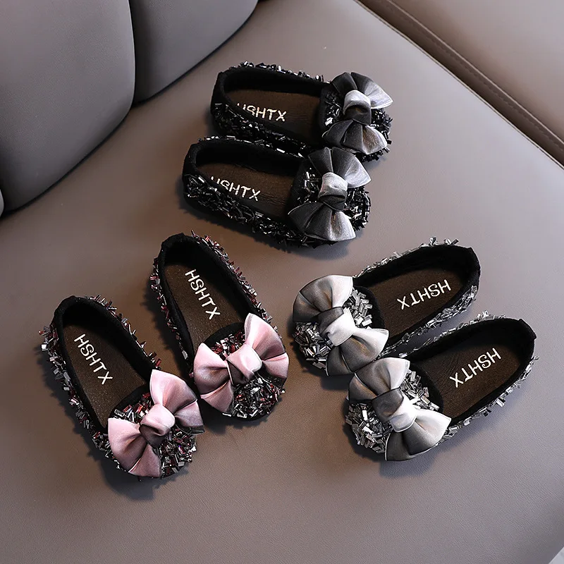 

Girls Leather Shoes Spring Rhinestone Glitter Kids Sneakers Children Baby Girl Dancing Shoes Soft Bottom Size 21-35 SHS009