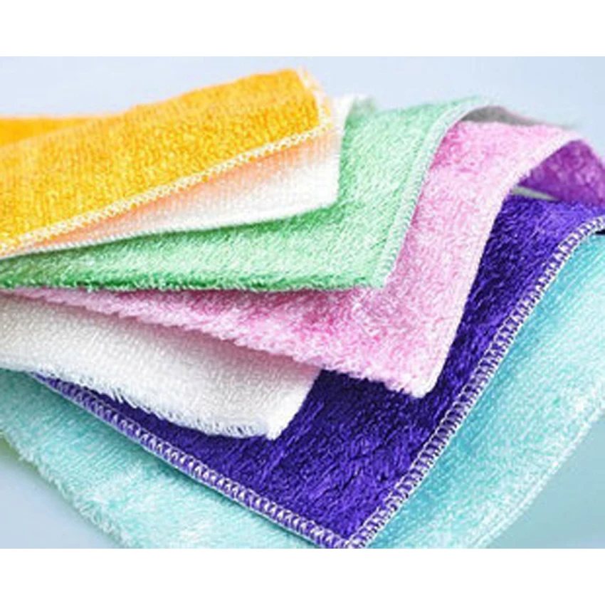 Полотенце из бамбукового волокна для мытья посуды двухслойная антижирная