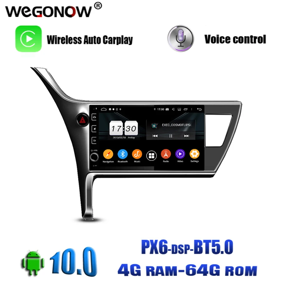 Автомобильный DVD плеер PX6 HD DSP IPS Android 10 0 4 Гб 64 8 ядер Wi Fi BT5.0 радио GPS карта для Toyota