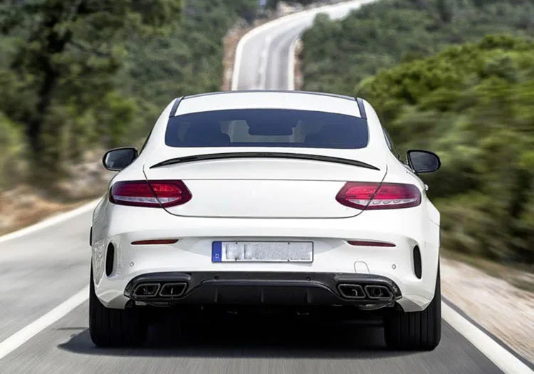 Для C63 рассеиватель AMG с выхлопные трубы для Mercedes Benz W205 C205 купе 2-дверный C200 C300 C43 AMG для C63 AMG заднего бампера v-стиля