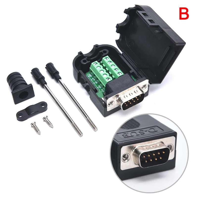 DB9 разъем RS232 штекер гнездо 9-контактный RS485 соединители COM медный пластик 53*35*19 мм |